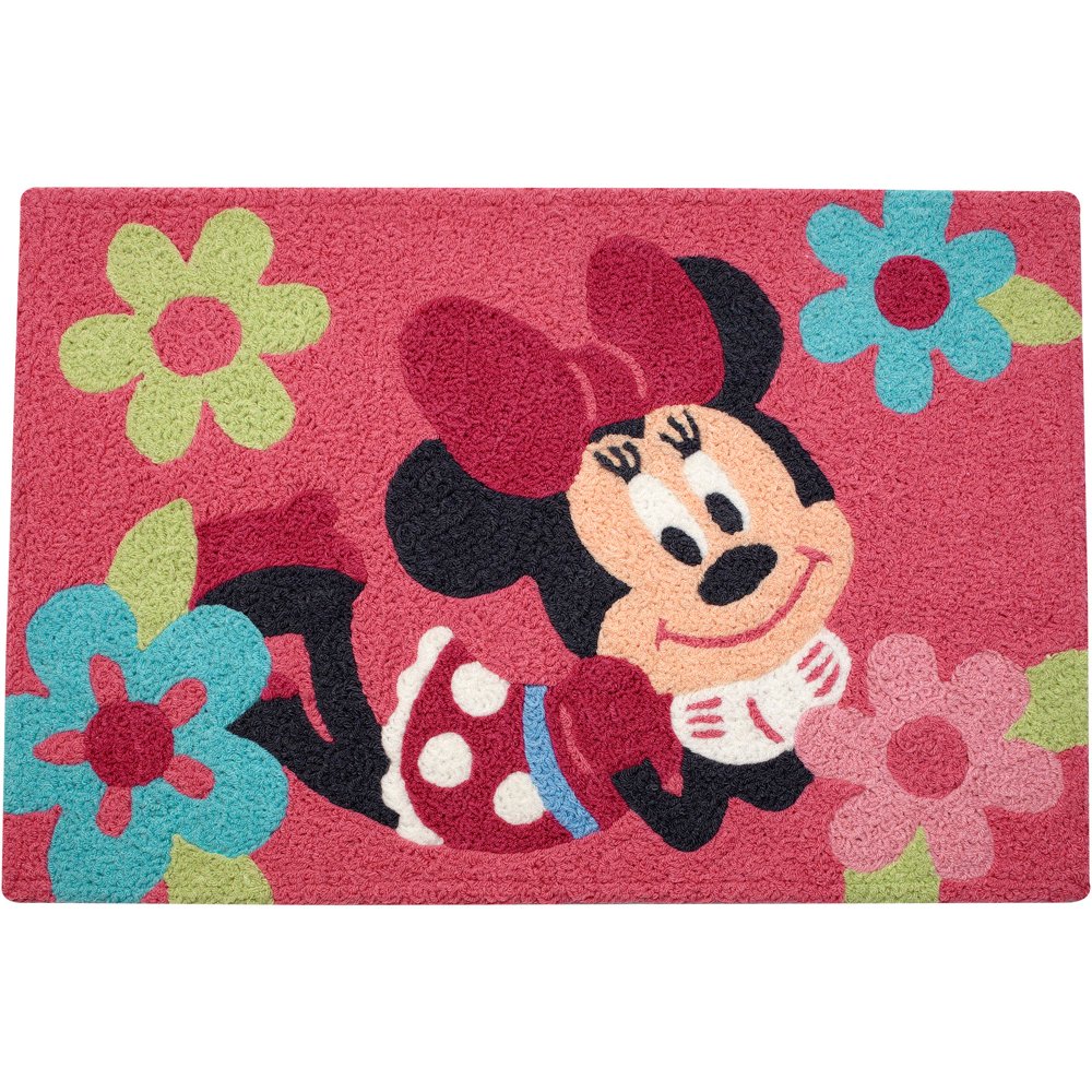Disney Minnie Mouse Rectangular Pink Floral Toddler Rug 20" x 30