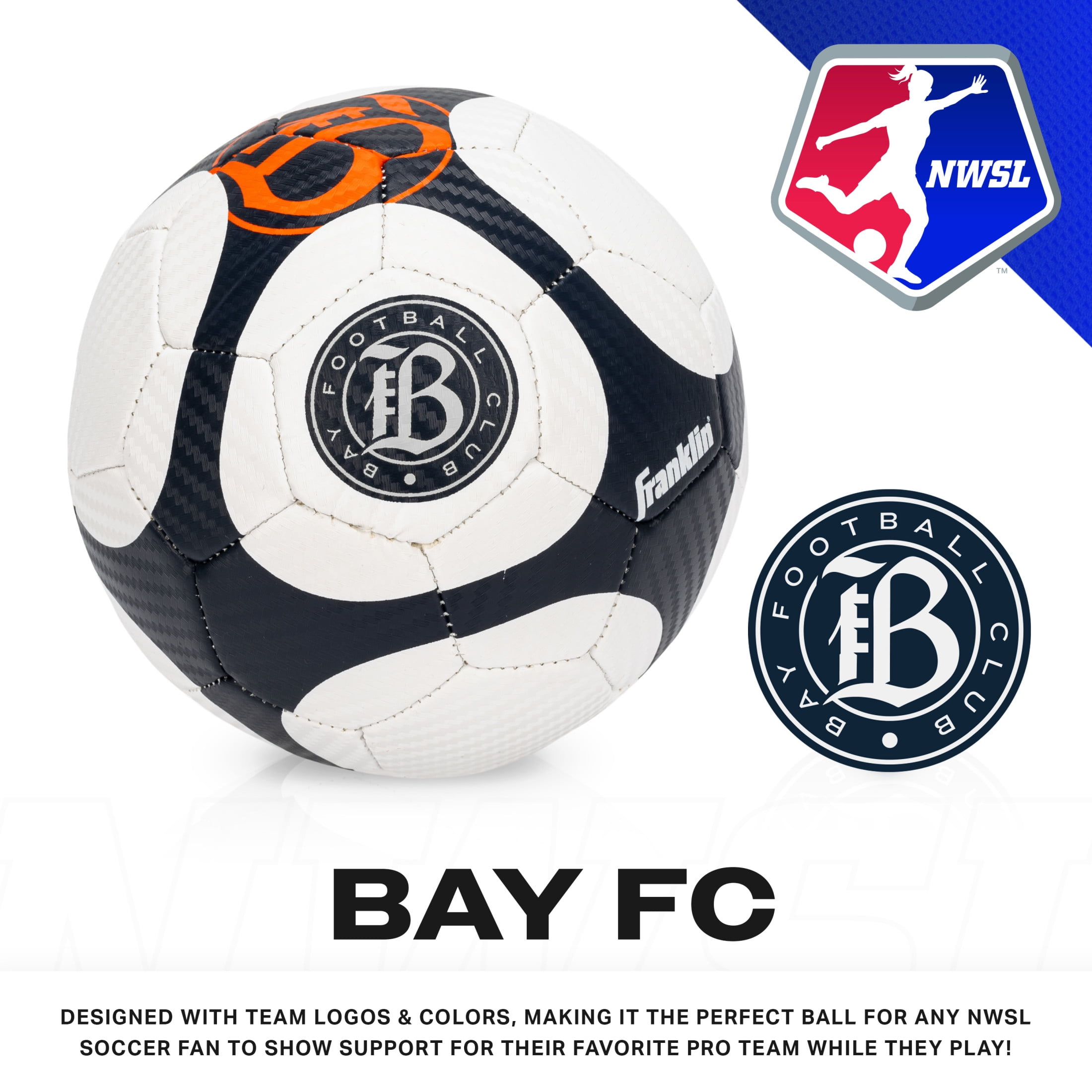 Franklin Sports NWSL Bay FC Soccer Ball - Kids Mini Size 1 Soccer Ball - Skill + Training Soccer Ball for Kids + Adults - Boys + Girls Soccer Ball - Air Pump Included