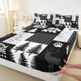 thumbnail image 3 of Castle Fairy Happy Camping 4-Piece Full Size Sheets,Geometric Plaid Bed Sheets,Animal Deer Lightweight Sheet Sets,Ultra Soft Wildlife Home Decor, 3 of 7