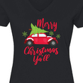thumbnail image 4 of Inktastic Merry Christmas Ya'll with Red Car and Tree Women's V-Neck T-Shirt, 4 of 5
