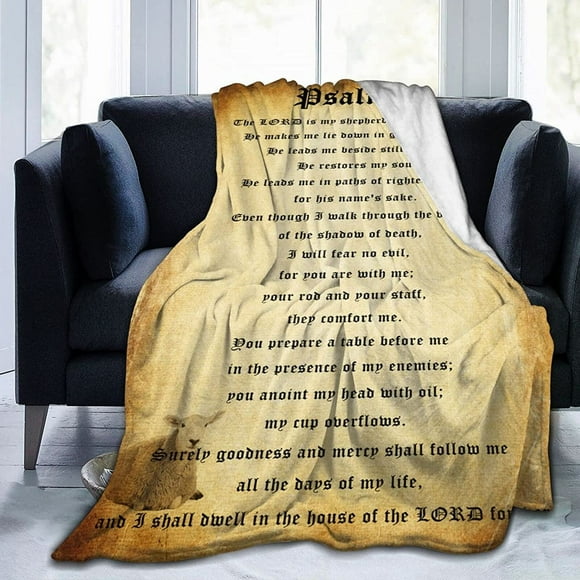 XZYG Psalm 23 Throw Blanket Christian Gifts Blanket Healing Prayers Thoughts Religious Fleece Soft Inspiration Throw for Women Men(50*60inch)