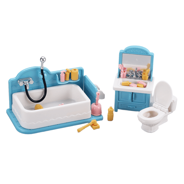Juego de baño Dollhouse Furniture en miniatura con lavabo