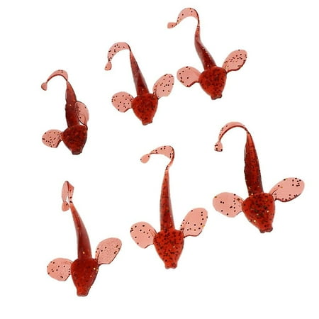 6x Plastic Fishing Lure Grub Worm Soft Bait For Bass Perch Red