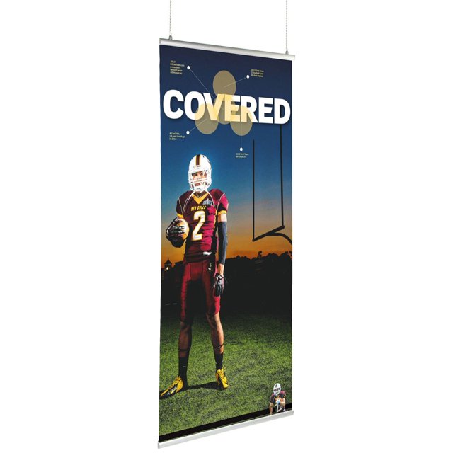 Poster Banner Hanging Rail, 36" Wide, Holds Signs Up To 0.5mm Thick