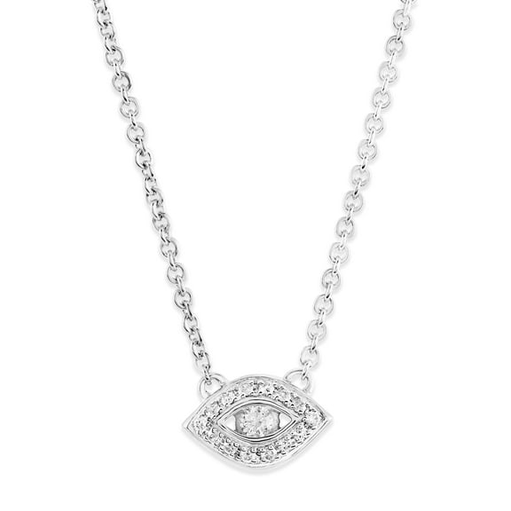 ARAIYA JEWELRY Sterling Silver Diamond Evil Eye Pendant Necklace for Women (1/5 Cttw, I-J Color, I2-I3 Clarity)