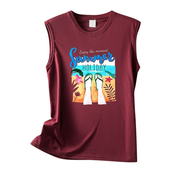 Aayomet Casual Tops For Women Women's Sleeveless Tank Top Form Fitting Scoop Neck Ribbed Knit Basic Cami Shirts, XXL