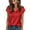 Red #023, variant on Satin Shirts for Women Cap Short Sleeve Blouse Tops V Neck Shirts Business Casual Tshirts Navy L
