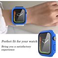 thumbnail image 4 of Case Compatible avec Apple Watch Série 7 41mm / 45mm PC Pare-Chocs avec Protection d'Écran en Verre Trempé Mat Couverture Rigide de Couleur Unie (Bleu Diamant, 41mm), 4 of 5