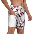 thumbnail image 2 of Sigee Cherry Blossoms Print Mens Swim Trunks with Compression Liner Quick Dry Swim Stretch Beach Shorts with Pockets,S-3XL, 2 of 7