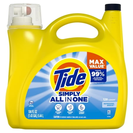 Tide Simply Liquid Laundry Detergent, Refreshing Breeze, 184 fl oz