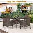 thumbnail image 4 of Costway 5PCS Patio Rattan Dining Furniture Set Armrest Sofa Chair Glass Table, 4 of 10