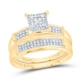 thumbnail image 2 of 10K Yellow Gold His Hers Round Diamond Square Matching Wedding Set 3/8 Cttw, Womens Size: 5-10, Mens Size: 7-13, 2 of 3