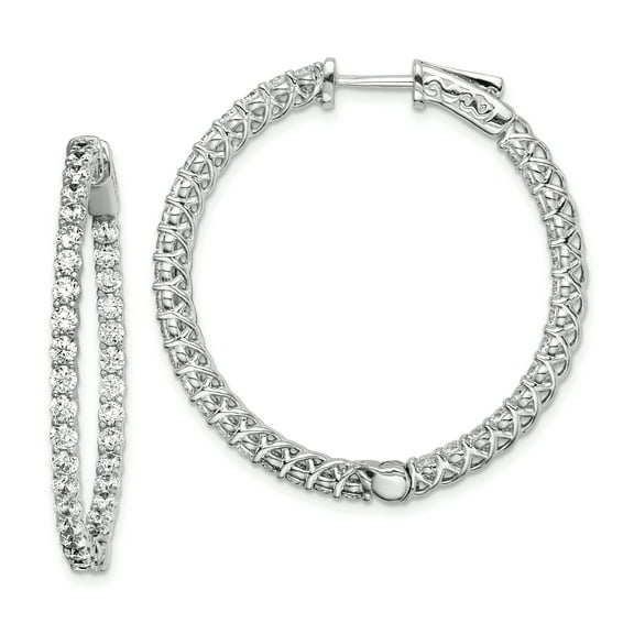 Primal Silver Sterling Silver Rhodium-plated Cubic Zirconia In and Out Hinged Hoop Earrings