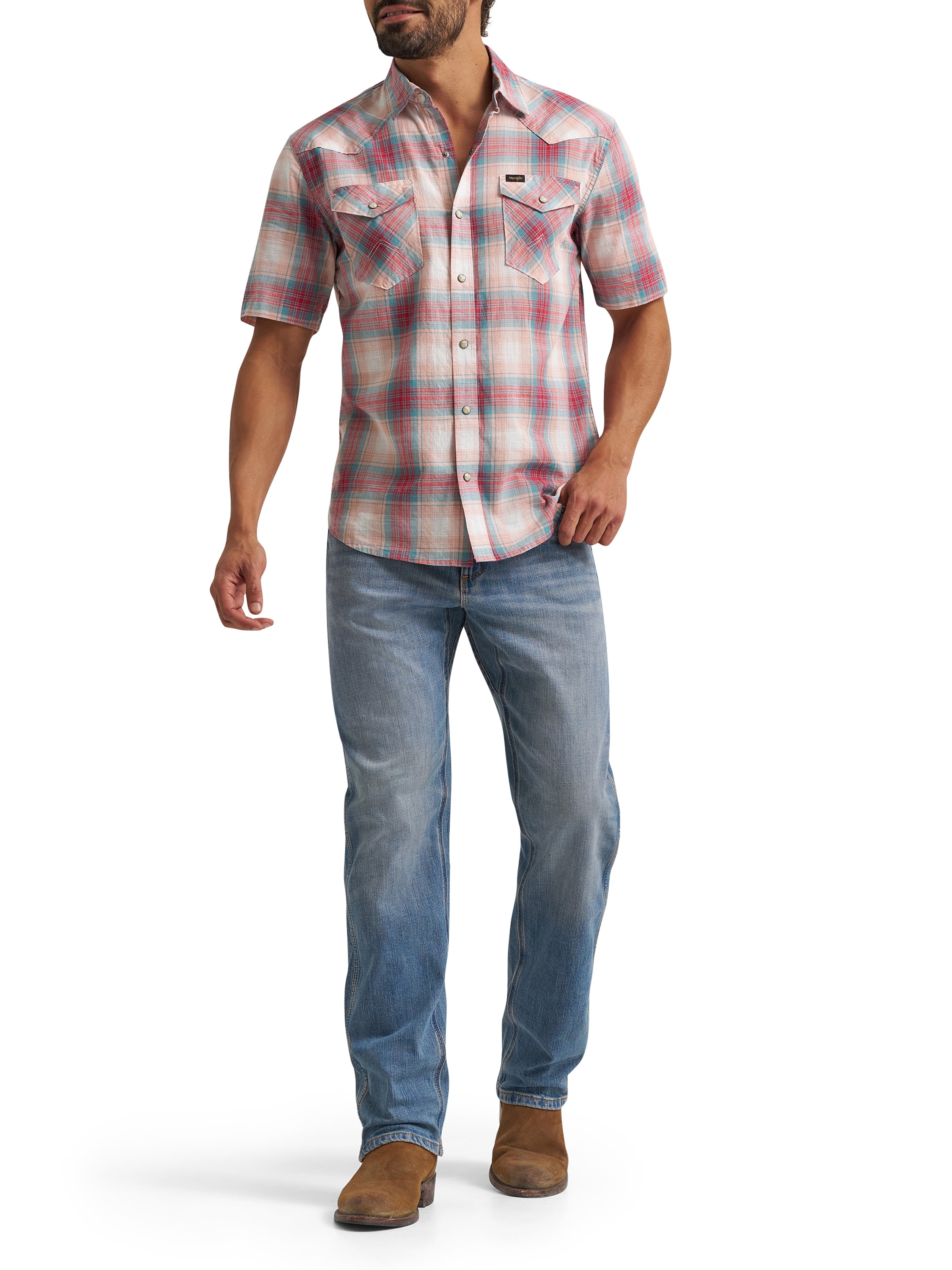 Wrangler® Men's Premium Short Sleeve Plaid Shirt, Sizes S-2XL