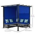 thumbnail image 3 of Outsunny Patio Rattan Sofa Set with Retractable Canopy, Blue, 3 of 10