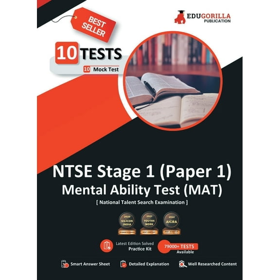 NTSE Stage 1 Paper 1: MAT (Mental Ability Test) Book National Talent Search Exam 10 Full-length Mock Tests (1000  Solved, (Paperback)