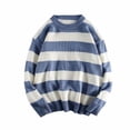 thumbnail image 2 of Suéter de cuello redondo a rayas para hombre, estilo invernal, suéter de punto holgado, suéter informal de estilo moderno, 2 of 5