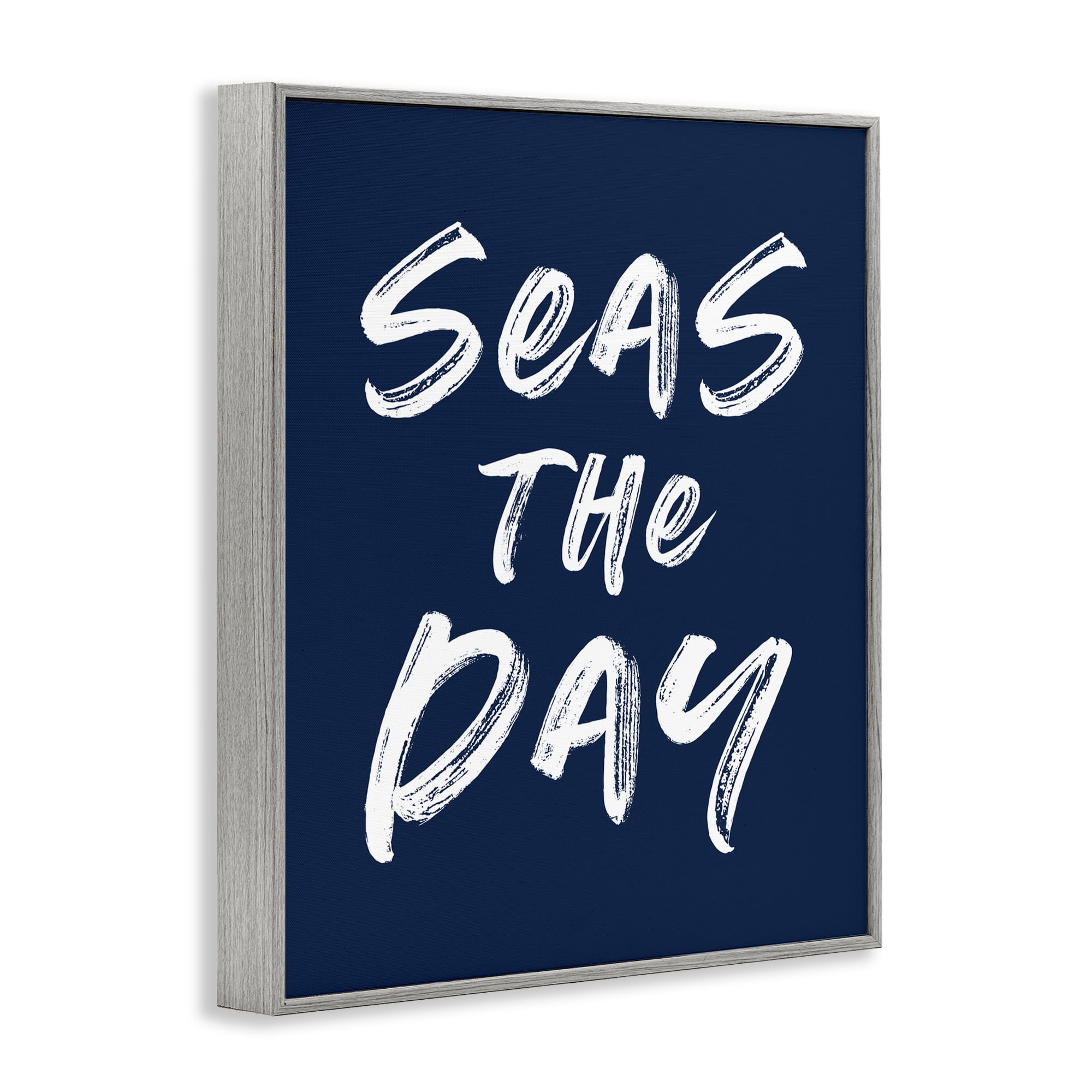 Seas The Day Sentiment Gray Framed Giclee Art, design by Lettered and Lined