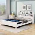 thumbnail image 2 of Euroco Wood Full Size Platform Bed with LED Light and Storage Headboard, White, 2 of 11