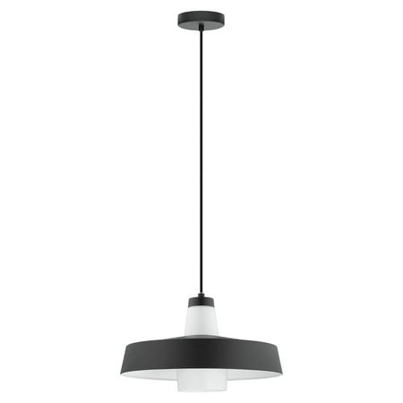 

Eglo Lighting-96803A-Tabanera - 14.37 Inch One Light Pendant Black/White Finish with White Glass