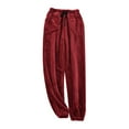 thumbnail image 2 of Miluxas Mens Plush Warm Pajama Pants, Fluffy Soft Fleece Sleep Pant with Pockets Lounge Pj Bottoms for Men Wine XL(XL), 2 of 3