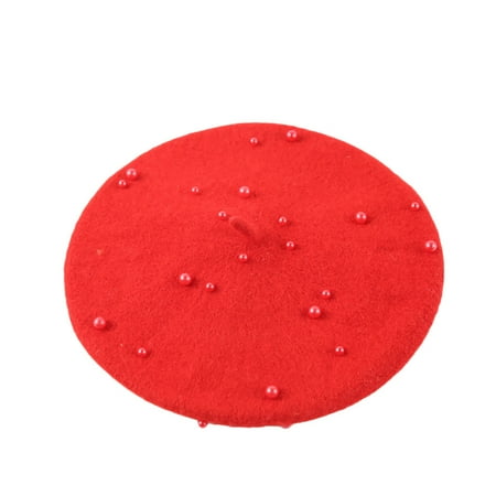 

Toddler Baby Girls Pearly Headgear Warm Beret Kids Hat Cap