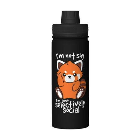 

Shy Red Panda 18 Oz Water Bottles Insulated Water Bottle Stainless Steel Thermos with Flip Lid