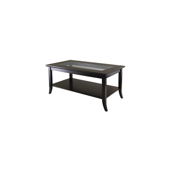 Coffee Table with Glass Top & Shelf - Espresso Finish - 40" x 22"