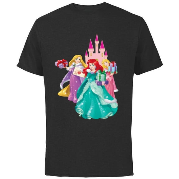 Disney Princess Ariel, Rapunzel, and Aurora Gifts - Short Sleeve Cotton T-Shirt for Adults - Customized-Black