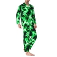 thumbnail image 2 of Picia Green Tie Dye Pattern Men’s Long-Sleeve Sleepwear Set - Soft 2-Piece Loungewear with Pockets, Comfy PJs for Relaxing Nights-Medium, 2 of 7