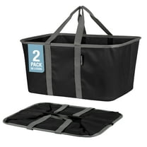 CleverMade Collapsible Laundry Tote 2PK - 50L (13 Gal) Midnight Black/Shadow Gray