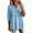 Blue, variant on Womens Summer Tops Solid Color V Neck Long Blouse Hollow Out 3/4 Sleeve Half Button Boho Shirts