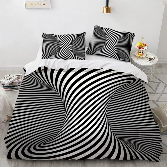 3D Print Abstract Psychedelic Swirl Duvet Cover Set Blue Green Stripe for Teens Bedding Set Art Comforter Cover King Size