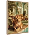 thumbnail image 4 of Kate and Laurel Framed Canvas Wall Art Print Majestic Lion by the Pool  by Michael Schauer, 18 x 24 Sylvie Beaded Rustic Natural Frame, Modern Contemporary, Animal Art for Wall Decor, 4 of 8