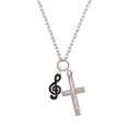 thumbnail image 2 of Delight Jewelry Silvertone Black Clef Be Strong and Courageous Engraved Cross Zoey Necklace, 28", 2 of 4