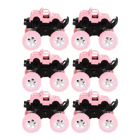 LOLIPPYY 6pcs Friction Powered Off-Road Cars Pink Plastic Push Go Cars for Birthday Party