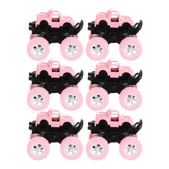 LOLIPPYY 6pcs Friction Powered Off-Road Cars Pink Plastic Push Go Cars for Birthday Party