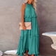 thumbnail image 4 of 2025 Vestido largo sin mangas para mujer, vestido de playa informal con volantes fluidos, vestido de poliéster de cintura alta, tallas S-XXL, 4 of 8