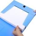 thumbnail image 3 of Tholdsy Caja de archivo A4 con bolsillo para etiquetas, caja de almacenamiento de documentos, cajas adhesivas plegables para proyectos, Carpetas de archivos Azul oscuro, 3 of 6