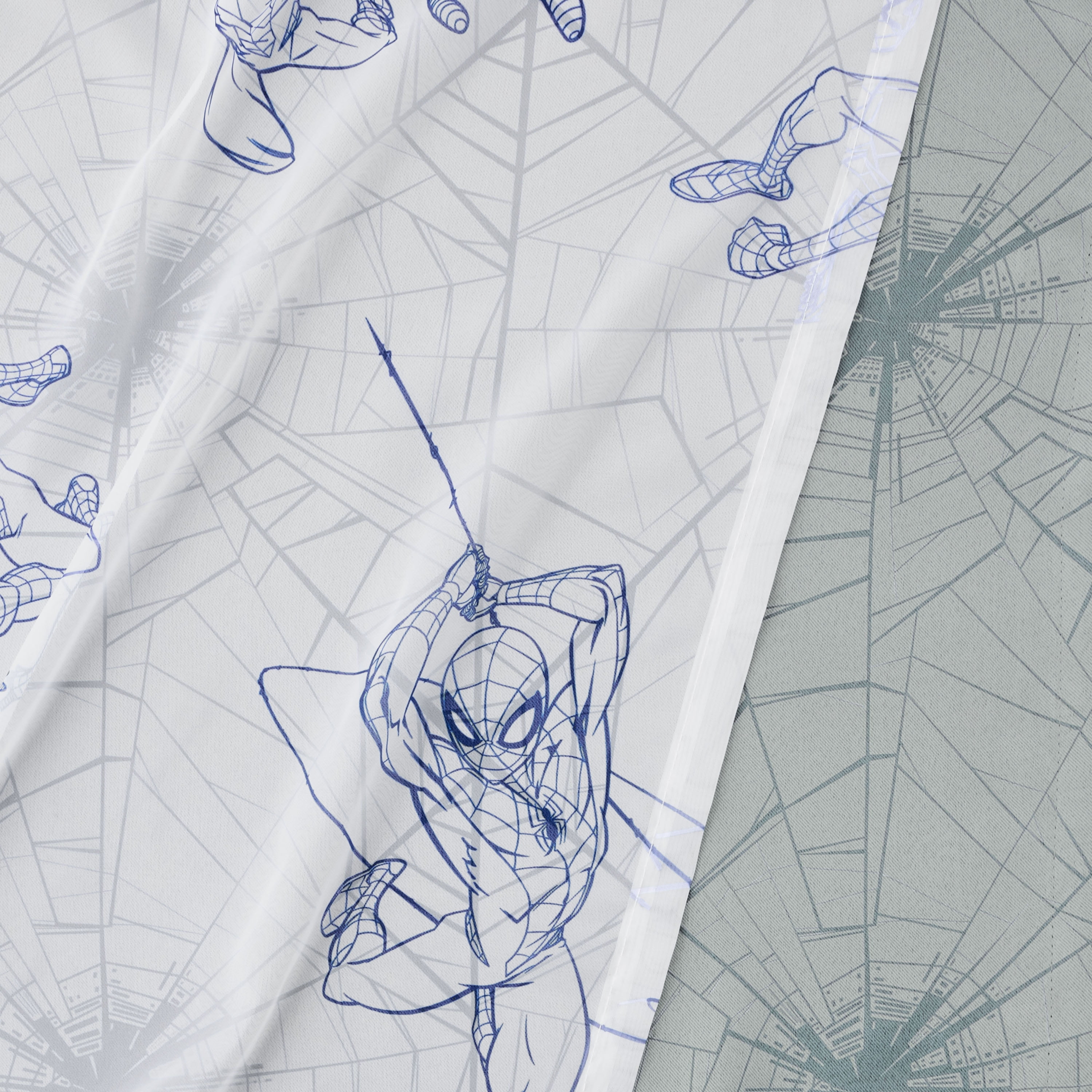 Spider-Man Storytelling Sheer and Blackout Kids Drape, 38" x 63", Grey, Marvel