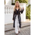 thumbnail image 6 of LMLYSoH Women Tie Front Cardigan Casual Lightweight Floral Lace Ruffles Long Duster for Streetwear Aesthetic Clothes, 6 of 9