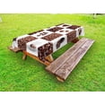 thumbnail image 1 of Kitchen Outdoor Tablecloth, Coffee with Roasted Beans Concept Collage Hearts Stars Espresso Latte Mugs Aroma, Decorative Washable Fabric Picnic Tablecloth, 58 X 104 Inches, Brown White, by Ambesonne, 1 of 2