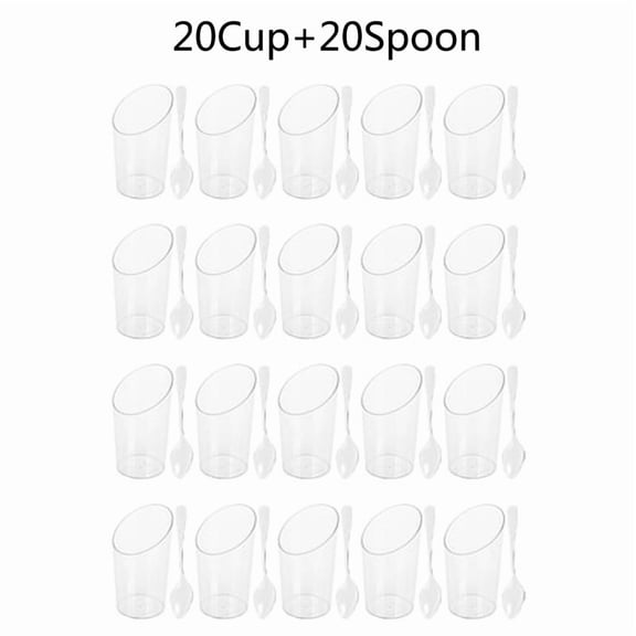 40PCS 80ml Plastic Pudding Cups Ice-Cream Mousse Dessert Picnic Party Packing Dessert Cups Christmas Supplies Matching spoon