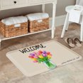 thumbnail image 2 of FJPT Welcome Tulip Flower Non Slip Flannel Polyester Floor Mat For Bathroom Kitchen Bedroom Decor 31.5x19.7 inch, 2 of 5
