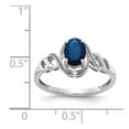 thumbnail image 3 of 10K White Gold Ring Band with Stones (09) September Sapphire Oval Blue Diamond Round, 3 of 5