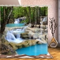 thumbnail image 6 of Bathroom Uses Stream Waterfall 3D Shower Curtain, Bathtub Uses Luxury Standard Shower Curtain, Waterproof Washable Fabric Shower Curtain with 12 White Hooks, 72x72 Inches., 6 of 6