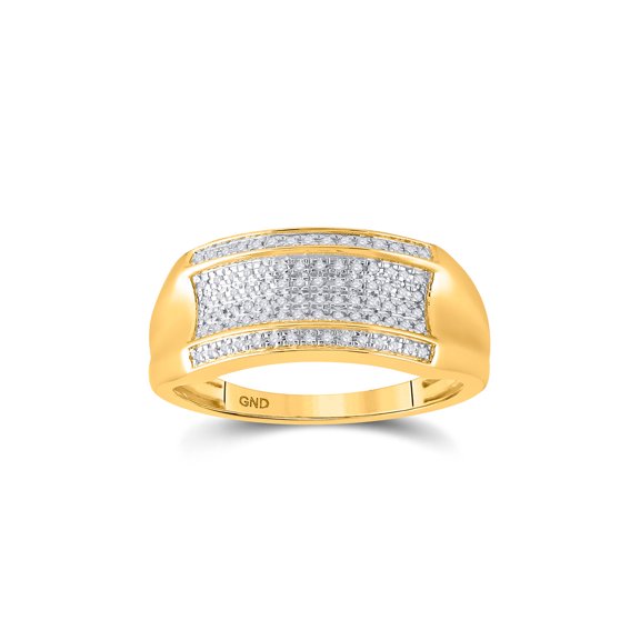 10kt Yellow Gold Mens Round Diamond Pave Band Ring 1/6 Cttw