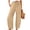 Khaki, variant on Nhthy Women's Summer Drawstring Linen Wide Leg Long Pants, Elastic Waist Capri Length Casual Trousers White XXL
