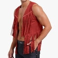 thumbnail image 1 of Men's Outerwear Vest for Everyday Wear Traditional Velvet Buttonless Mid Length Tassel Deer Skin Style, 1 of 4