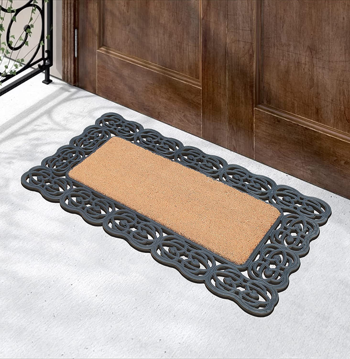 A1HC Natural Coir and Rubber Large Door Mat, 22x48, Thick Durable Doormats for Indoor Outdoor Entrance, Heavy Duty, Thin Profile Door Mat